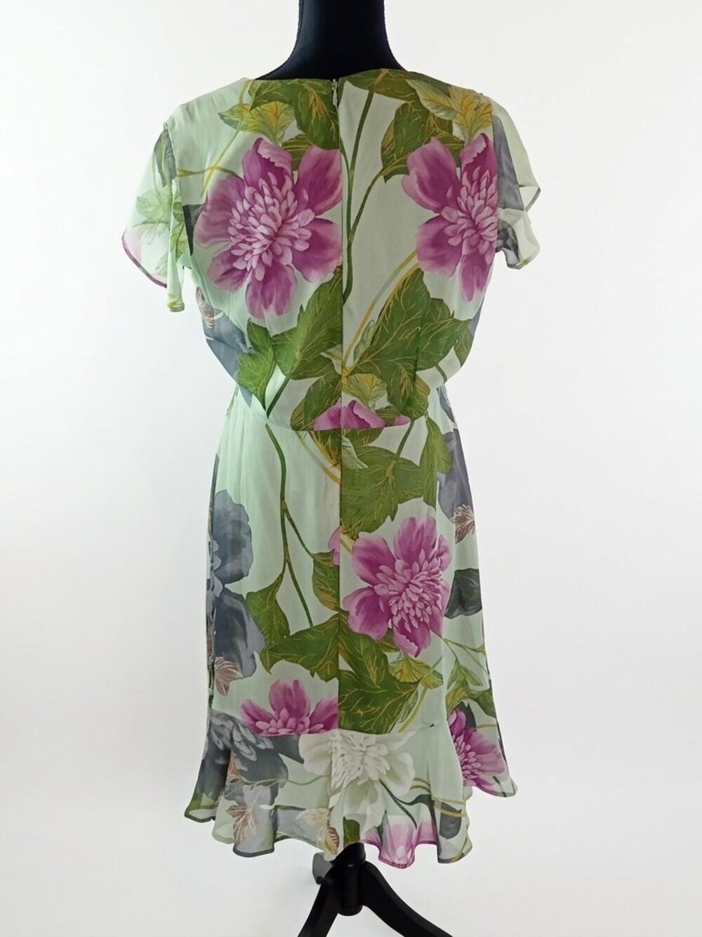 DANNY & NICHOLE Women's Midi Floral Dress Large Polyester Ruffled Summer - Picture 2 of 4